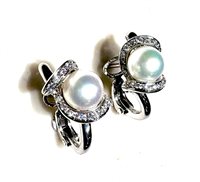 Ohrringe Dame Collezione Perle in Weißgold Perla PERLE MM 7/7,5 DIA CT 0.29